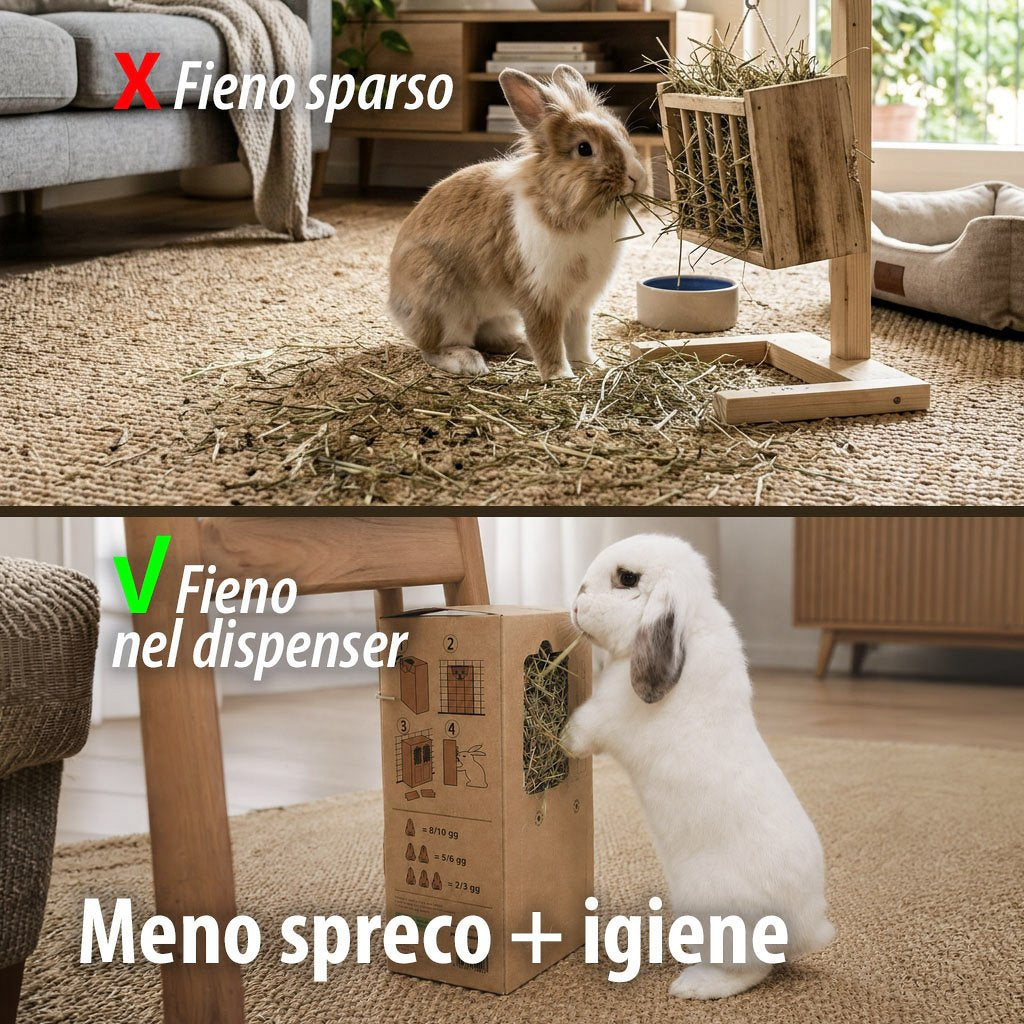 Paglianatura Dispenser Fieno di Montagna con Tarassaco per Conigli