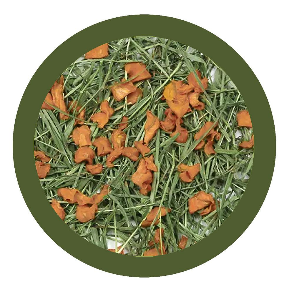 Dispenser di Fieno Montagna 600gr + Carote - Ideale per Conigli, Roditori E Piccoli animali - Accessorio Ecologico per un'Alimentazione Naturale