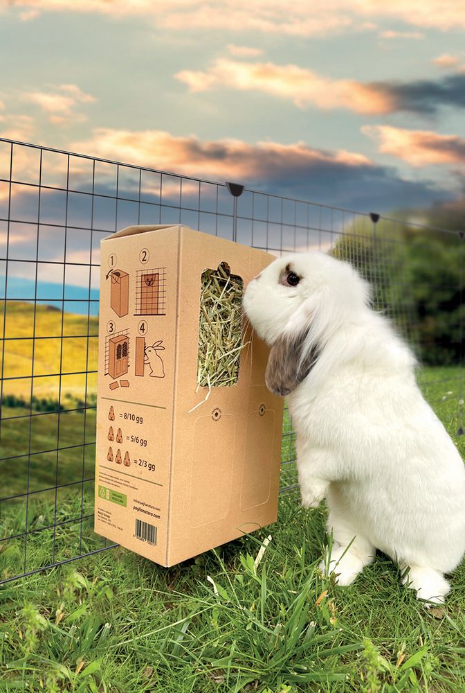Dispenser di Fieno Montagna 600gr + Carote - Ideale per Conigli, Roditori E Piccoli animali - Accessorio Ecologico per un'Alimentazione Naturale