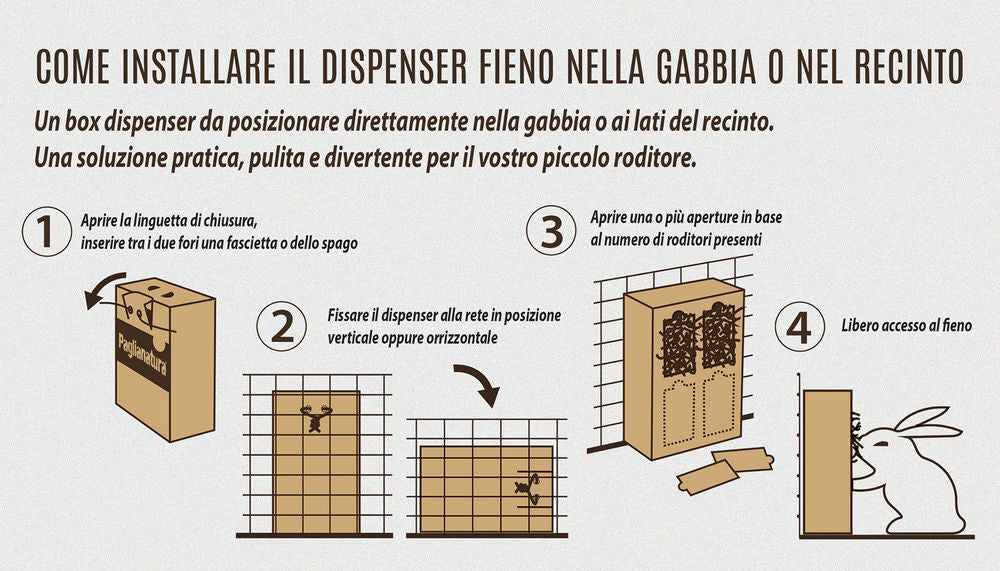 Dispenser di Fieno Montagna 600gr + Carote - Ideale per Conigli, Roditori E Piccoli animali - Accessorio Ecologico per un'Alimentazione Naturale