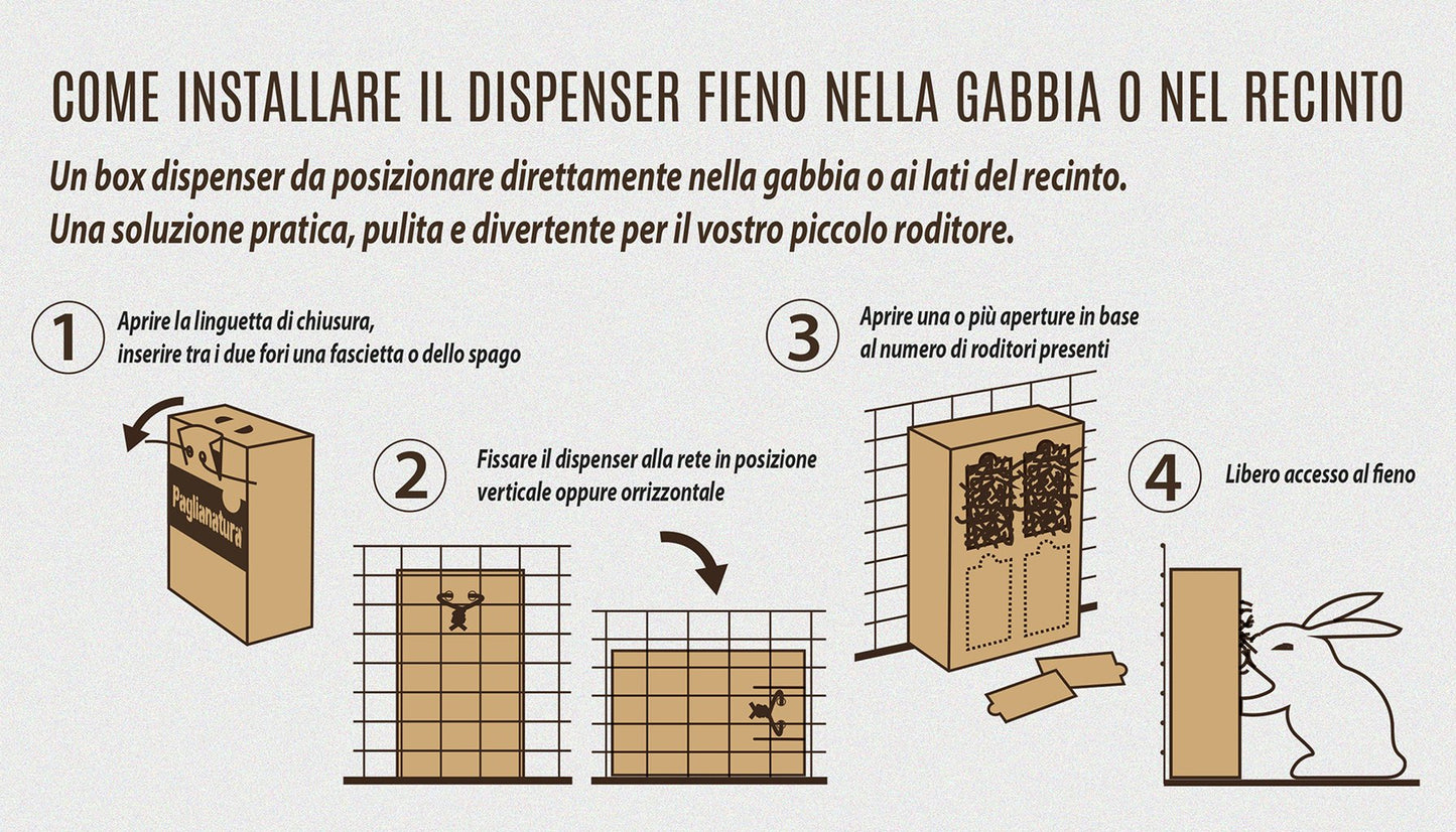PAGLIANATURA Dispenser Fieno di Montagna 600gr con Camomilla - Mangime Naturale