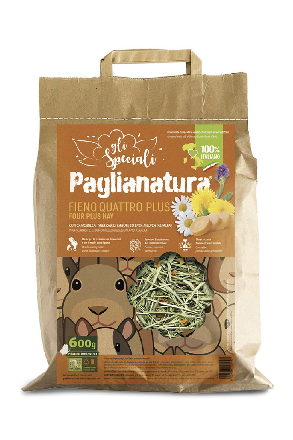 PAGLIANATURA Fieno 4 Plus 600 gr Alimento Naturale di Alta Qualit? Originale