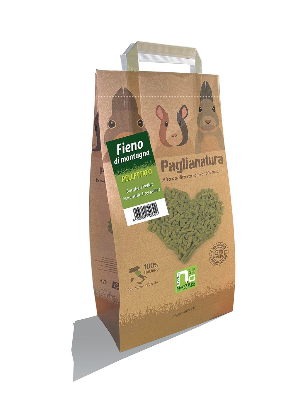 Paglianatura Fieno Pellet 3kg - Alimento Naturale e Bilanciato per Conigli e Roditori