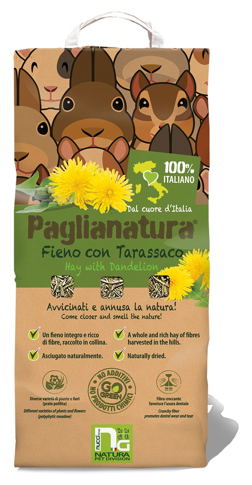 PAGLIANATURA Fieno Naturale con Tarassaco 1300g - Alimento Ricco di Fibre