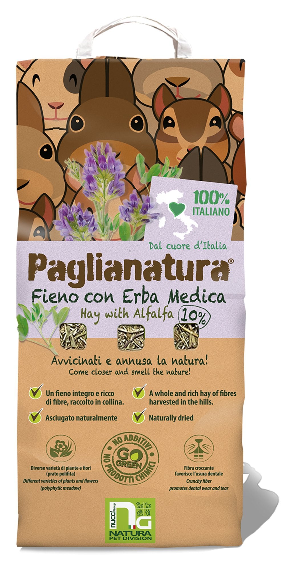 PAGLIANATURA Fieno Naturale con Alfalfa 1300g Alimento Ricco di Fibre Originale