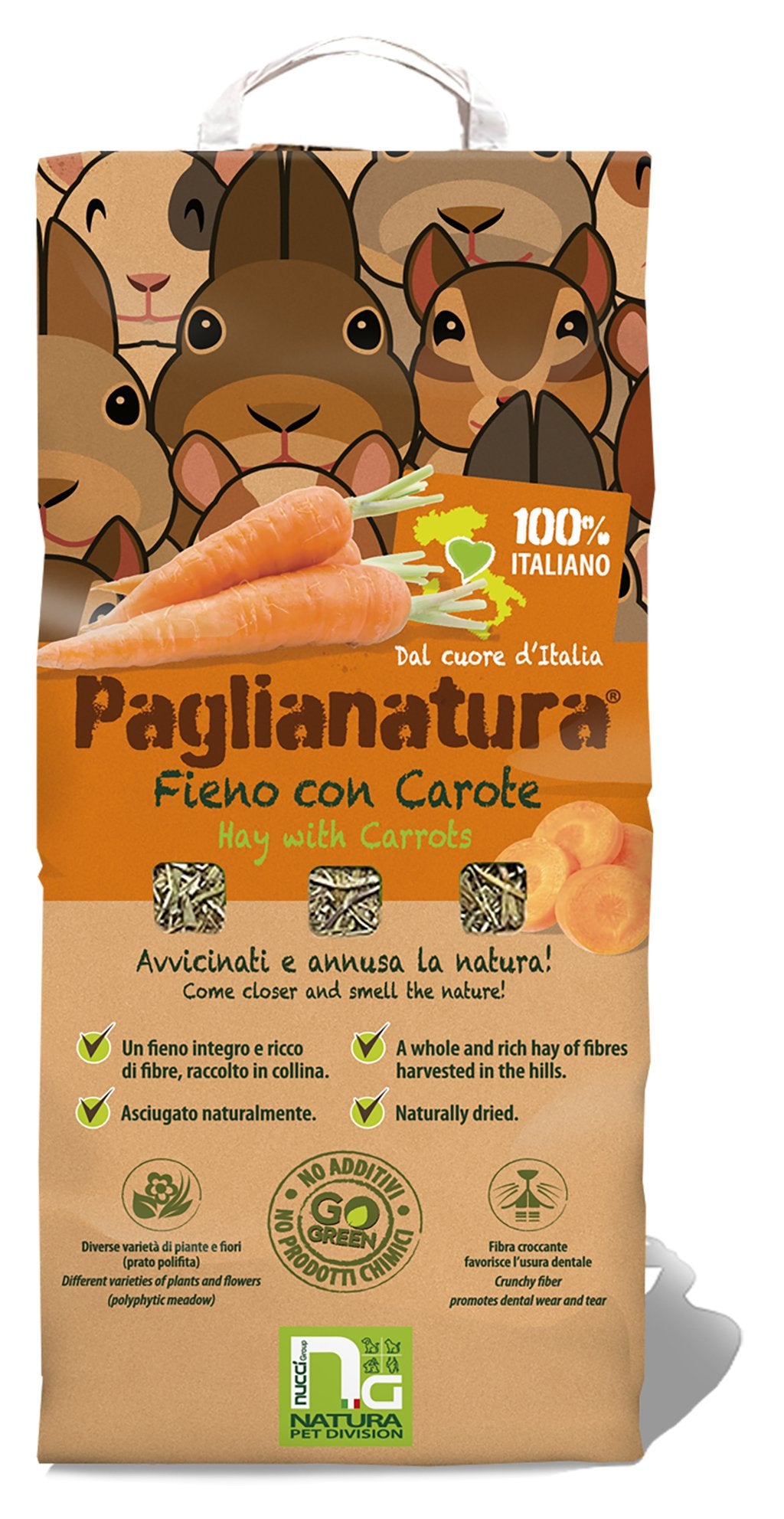 PAGLIANATURA Fieno Naturale con Carota 1300g Alimento Ricco di Fibre e Gusto