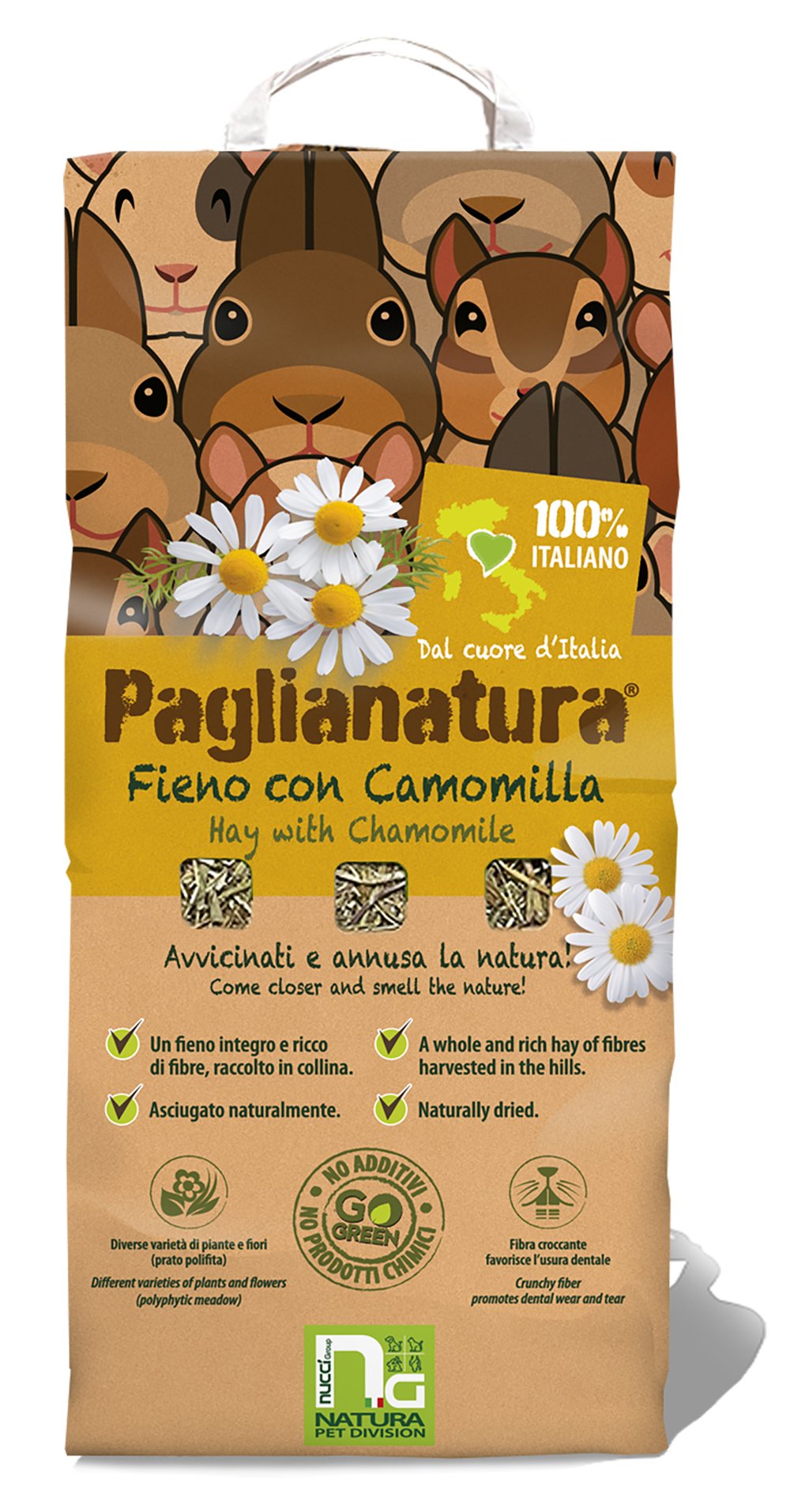 PAGLIANATURA Fieno Naturale con Camomilla 1300g - Alimento Calmante e Ricco