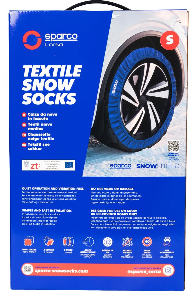 Sparco Set di 2 Calze da Neve in Tessuto Nere Silenziose - Taglia S