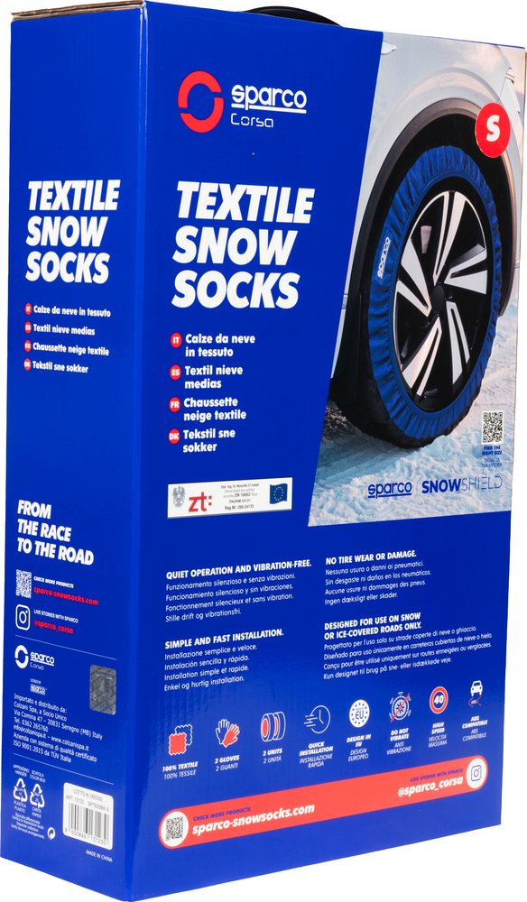 Sparco Set di 2 Calze da Neve in Tessuto Nere Silenziose - Taglia S