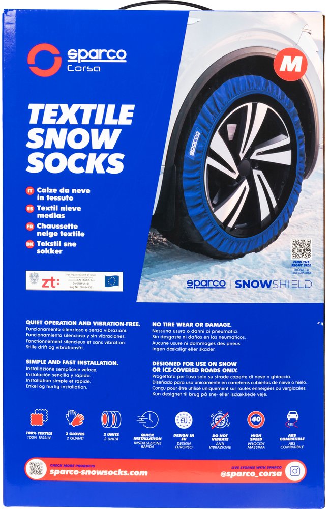 Sparco Set di 2 Calze da Neve in Tessuto Nero Silenziose - Taglia M