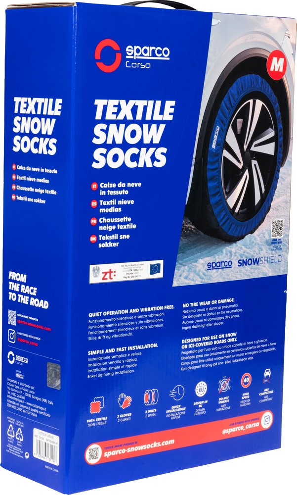 Sparco Set di 2 Calze da Neve in Tessuto Nero Silenziose - Taglia M