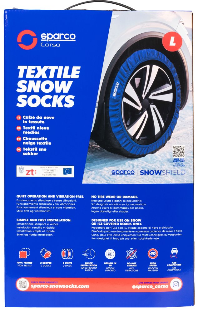 SPARCO Calze neve nere L, montaggio semplice e omologazione europea