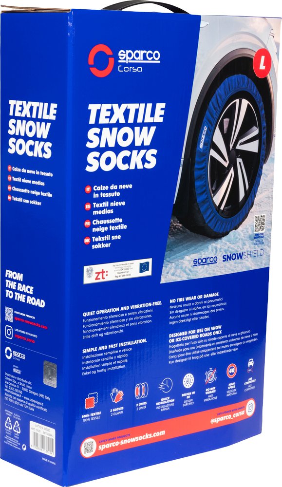 SPARCO Calze neve nere L, montaggio semplice e omologazione europea