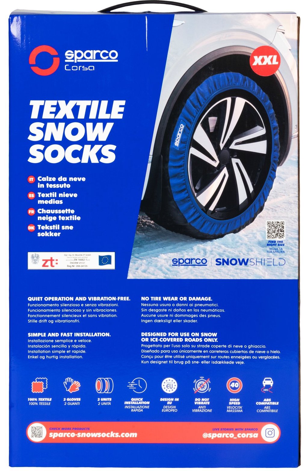 SPARCO Set di 2 Calze da Neve in Tessuto Nero Taglia XXL Facili Montare