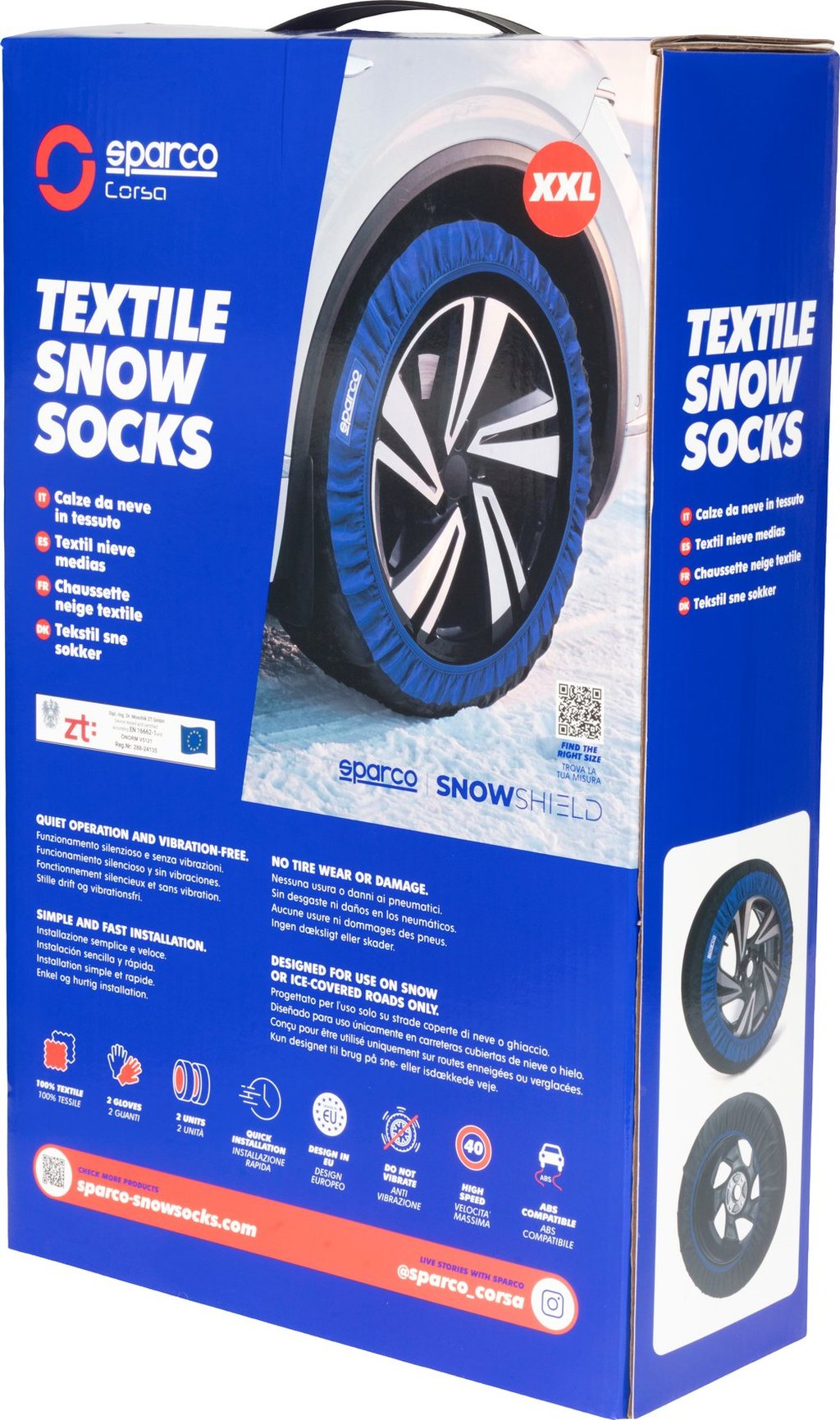 SPARCO Set di 2 Calze da Neve in Tessuto Nero Taglia XXL Facili Montare