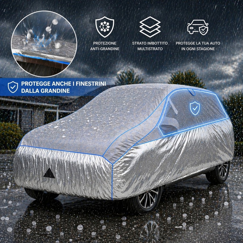 GEV Telo antigrandine auto s con copertura finestrini- Protezione Originale