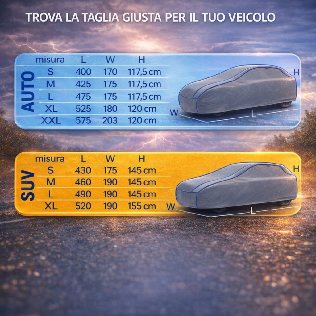 GEV Telo antigrandine auto s con copertura finestrini- Protezione Originale