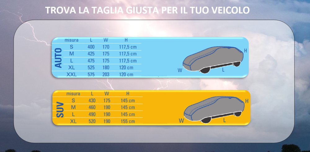 Telo antigrandine con copertura finestrini suv l  protezione totale