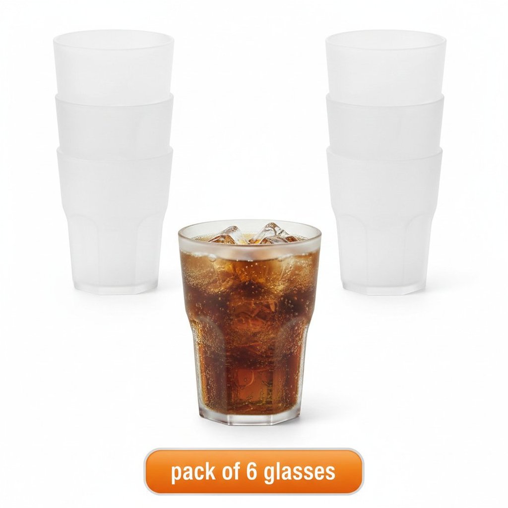 COSMOPLAST Set 6 bicchieri Acqua da 30 cl, impilabili, resistenti. 100% Made