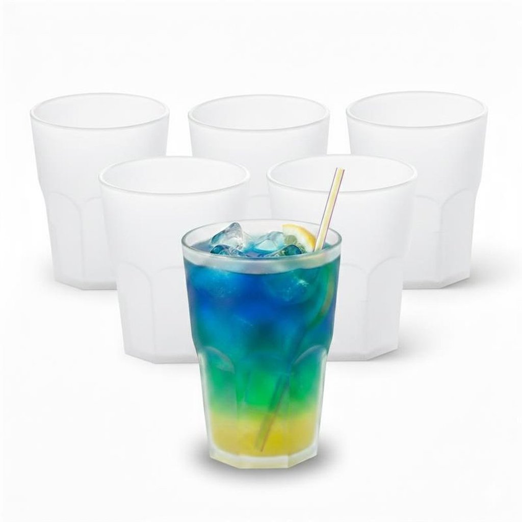 COSMOPLAST Set 6 bicchieri Acqua da 40 cl, impilabili, resistenti. 100% Made