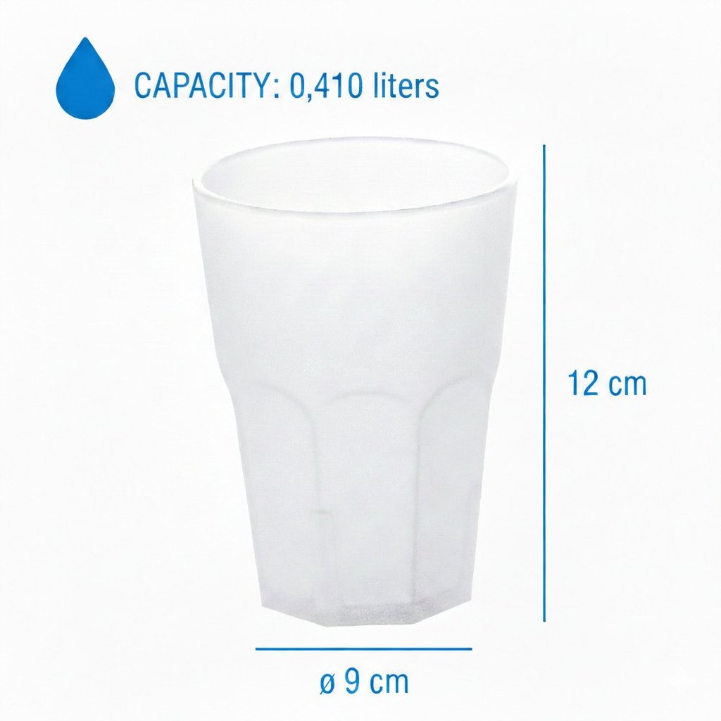 COSMOPLAST Set 6 bicchieri Acqua da 40 cl, impilabili, resistenti. 100% Made