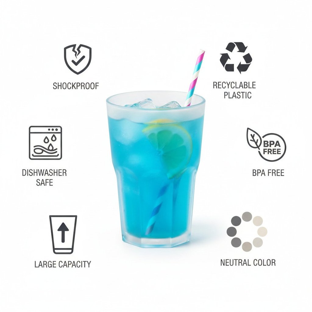 COSMOPLAST Set 6 bicchieri Acqua da 40 cl, impilabili, resistenti. 100% Made