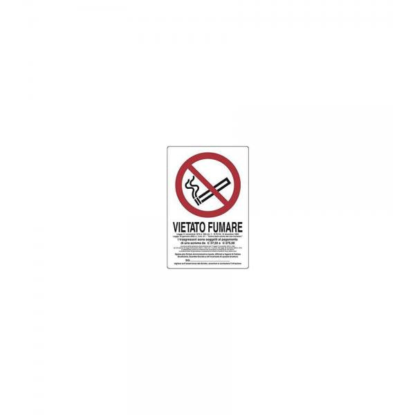 Cartello plastica "Vietato fumare, legge del..." - 300 x 200 mm.