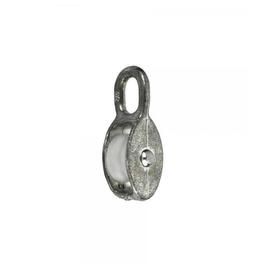 Carrucola ad 1 gola in lega di zinco e poliammide per funi  6 mm.