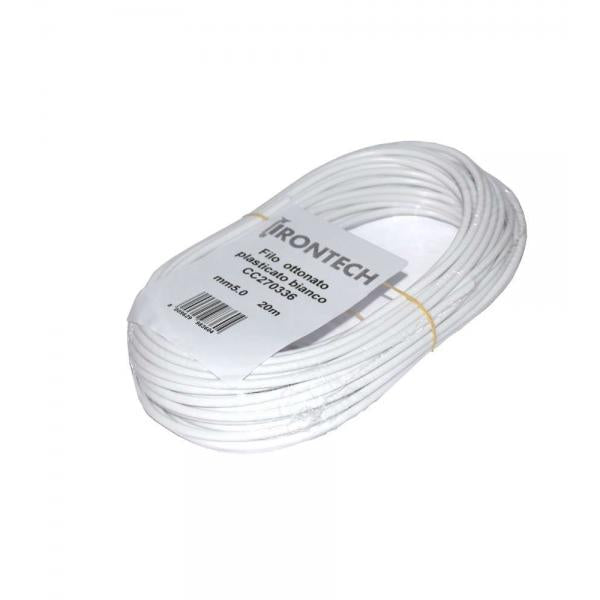 Cavo stendibiancheria in ottone plastificato bianco  5 x 20 mt.