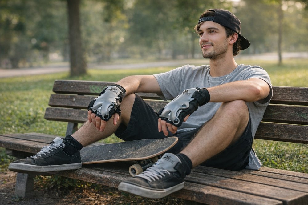 Parapolsi Skate Regolabili con Imbottitura Protettiva per Polsi