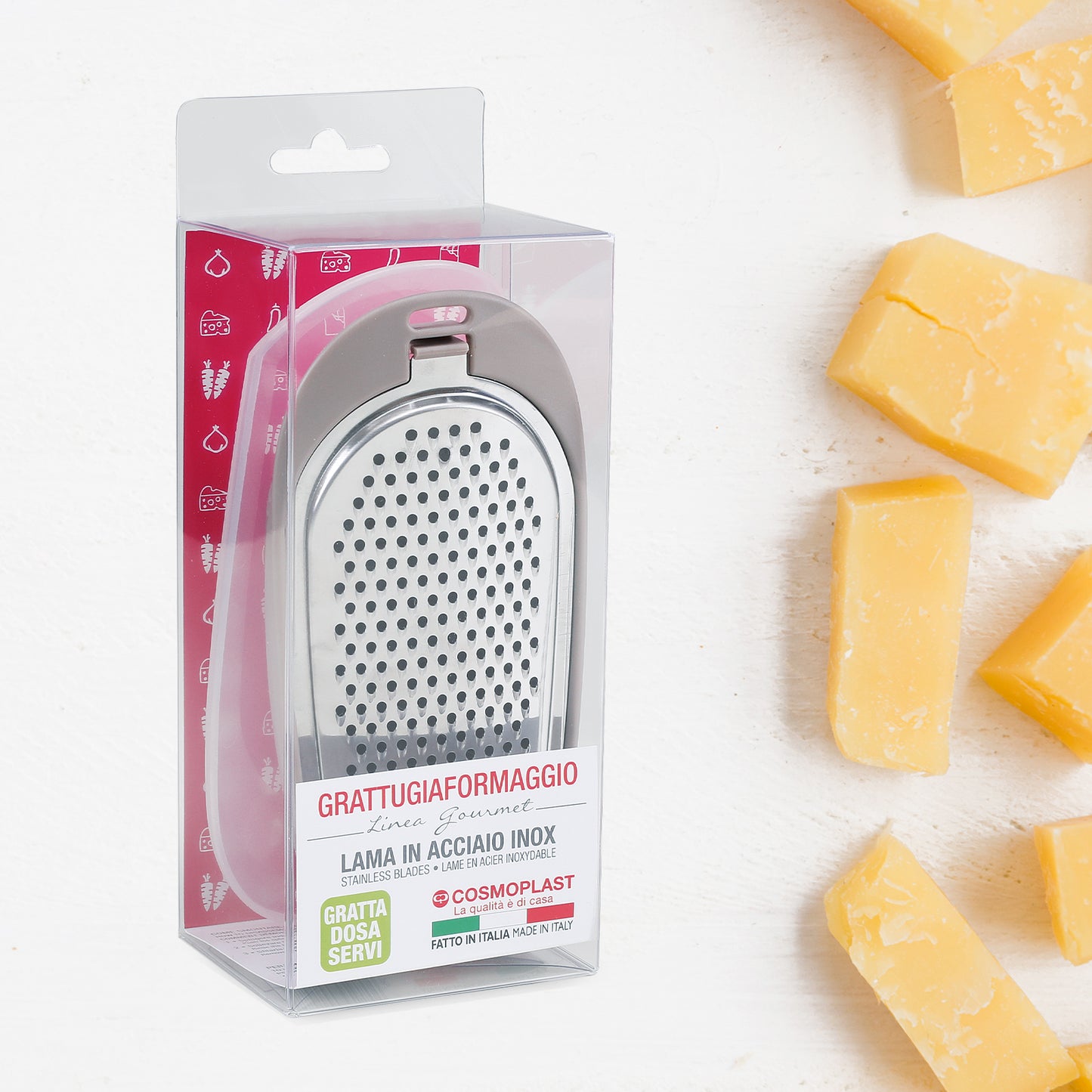 COSMOPLAST 8002953061048 Grattugia Formaggio Acciaio Inox, Inossidabile