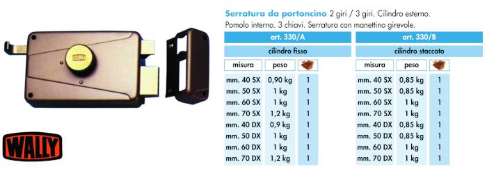 SERRATURA WALLY PORT.ART.330/A MM.50 SX