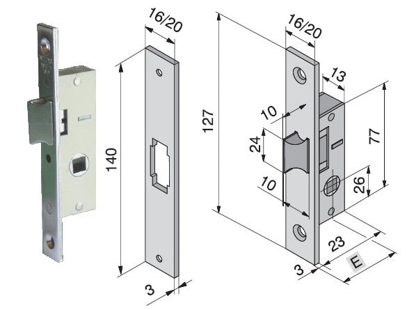 SERRATURA WELKA 113.15.010 INF. X ALLUM.C/QUADRO MANIGLIA
