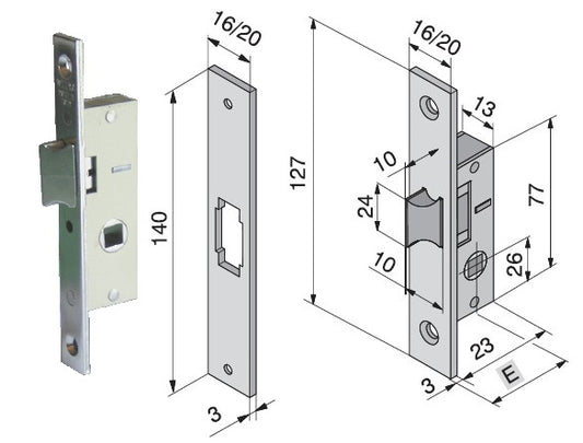 SERRATURA WELKA 113.15.010 INF. X ALLUM.C/QUADRO MANIGLIA