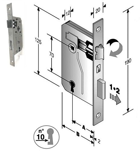 SERRATURA PATENT PICCOLA B.Q. F.NATUR. Q8 MM.25