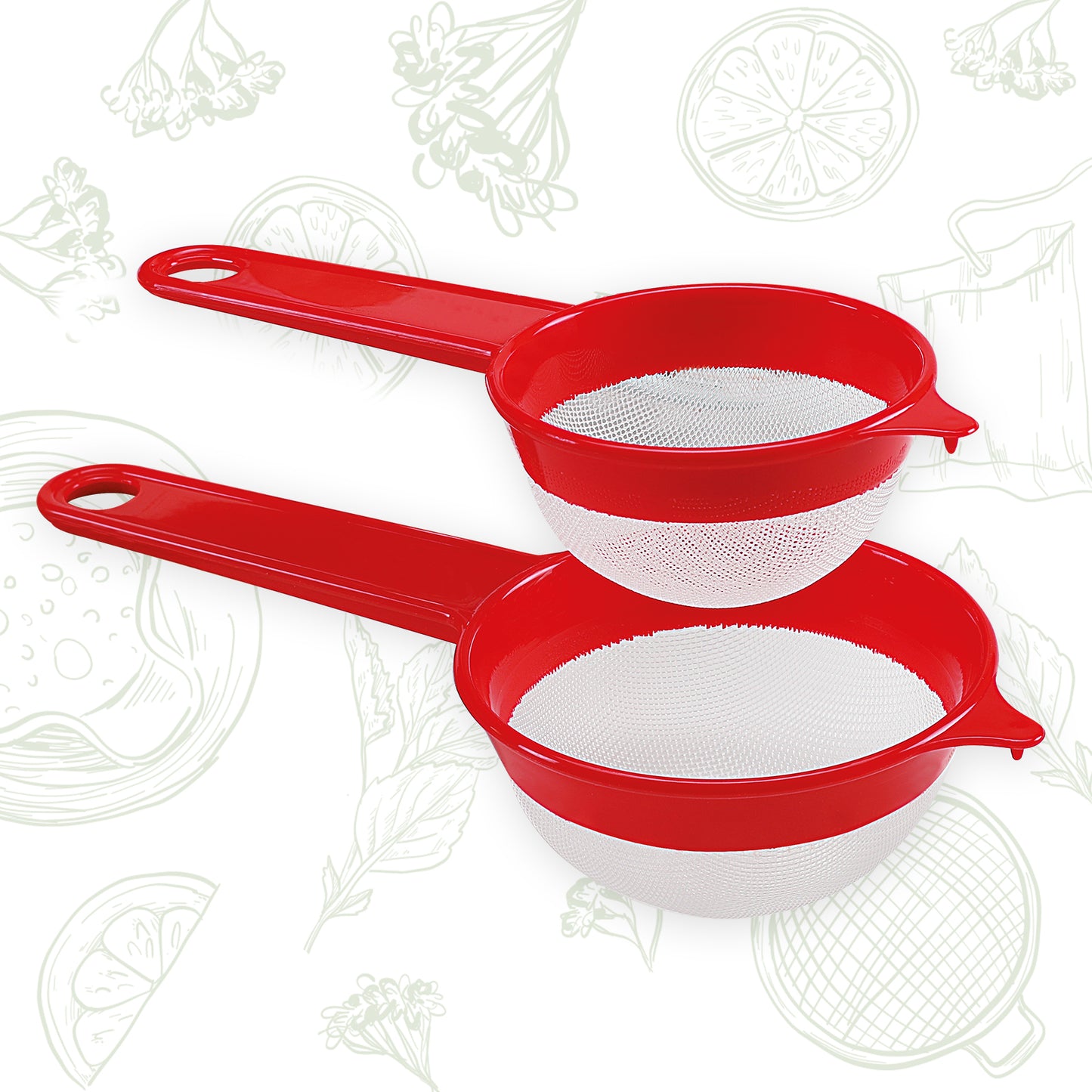 COSMOPLAST 2 colini da cucina diametro 8 e 10 cm, rete fine in Nylon. 100% Made