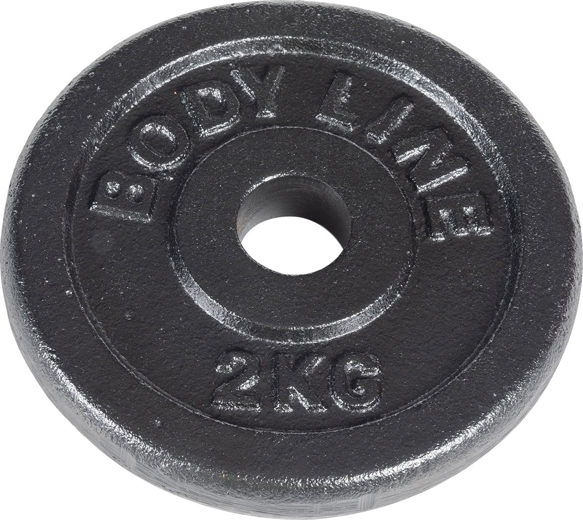 BODYLINE Disco in ghisa 2 kg per allenamento con bilanciere manubrio Auto