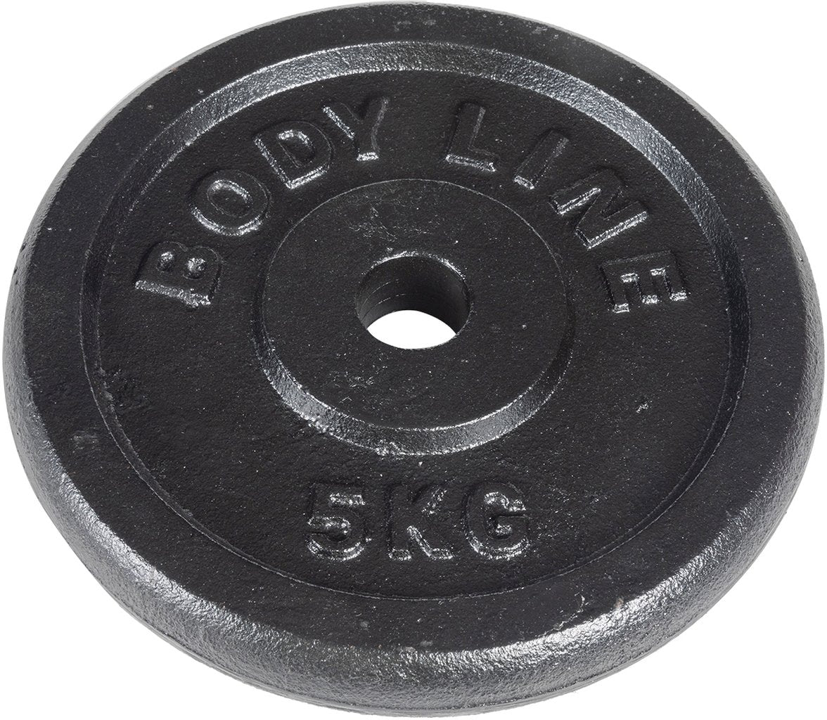 BODYLINE Disco in ghisa 5 kg per allenamento con bilanciere, manubrio