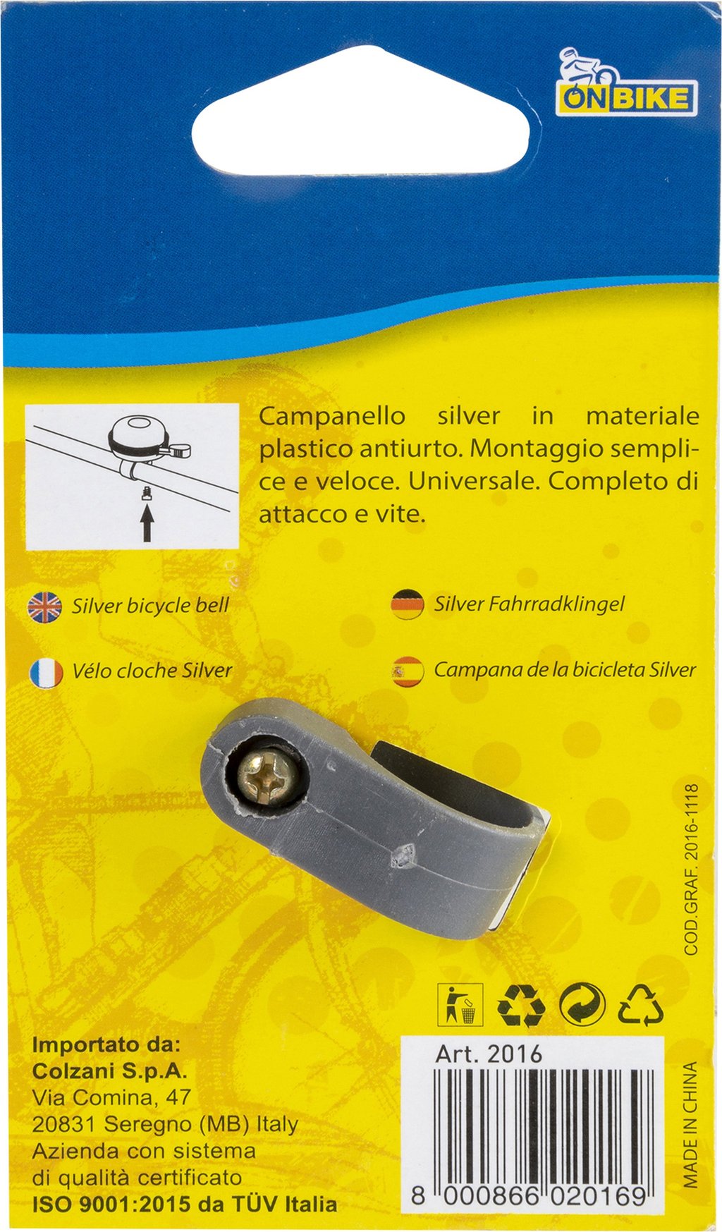 ON BIKE Campanello Bici New Universale In Plastica Antiurto