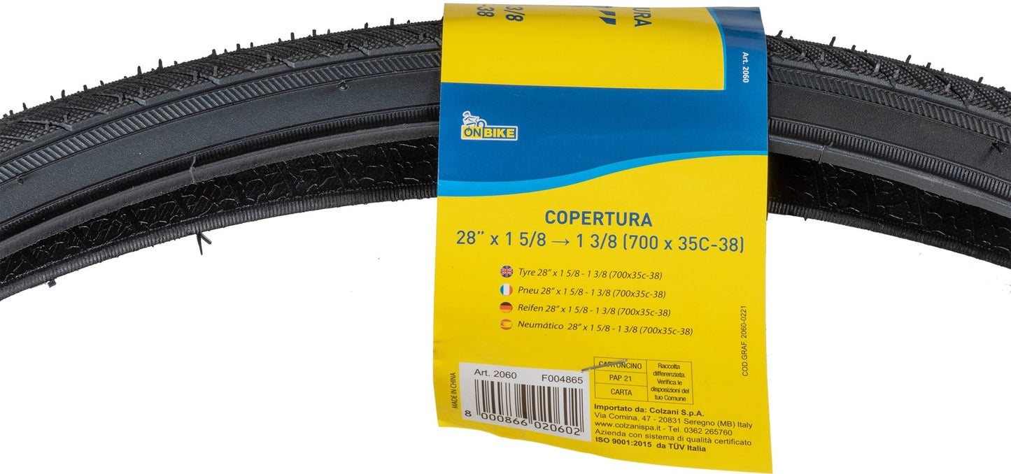 ON BIKE Copertura nera per ruota bici adulto, 28 pollici x 1 5/8-1 3/8