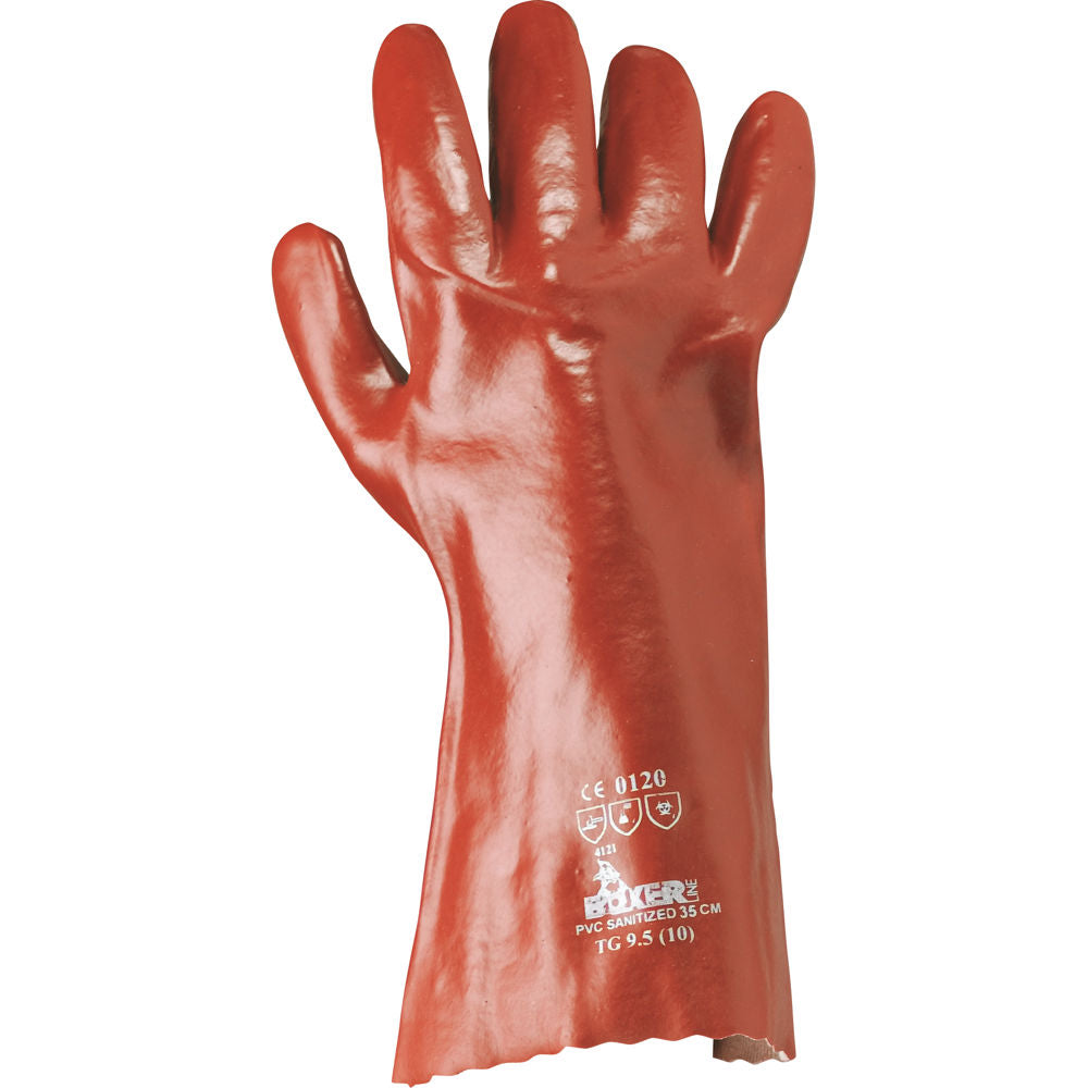 GUANTI PVC ANTIACIDO COL.ROSSO CM.35 SANITIZED confezione da PAIA 12