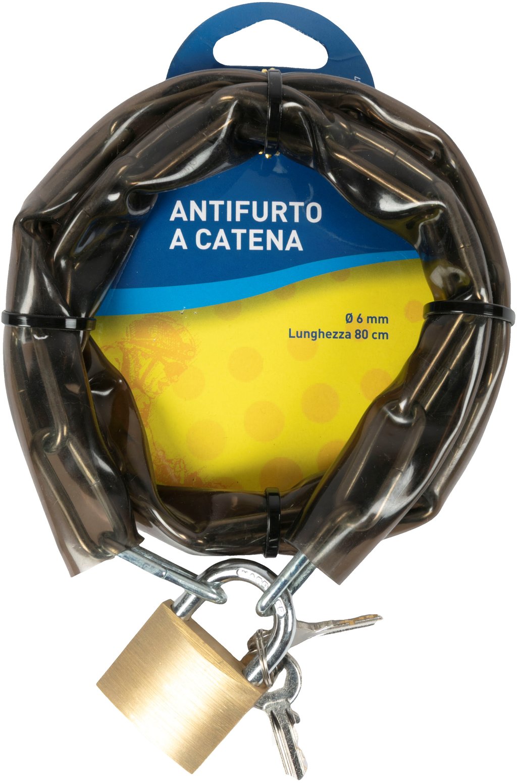ON BIKE Antifurto a Catena per Bici 0,6x80cm con Serratura Antiscasso ? Maglie