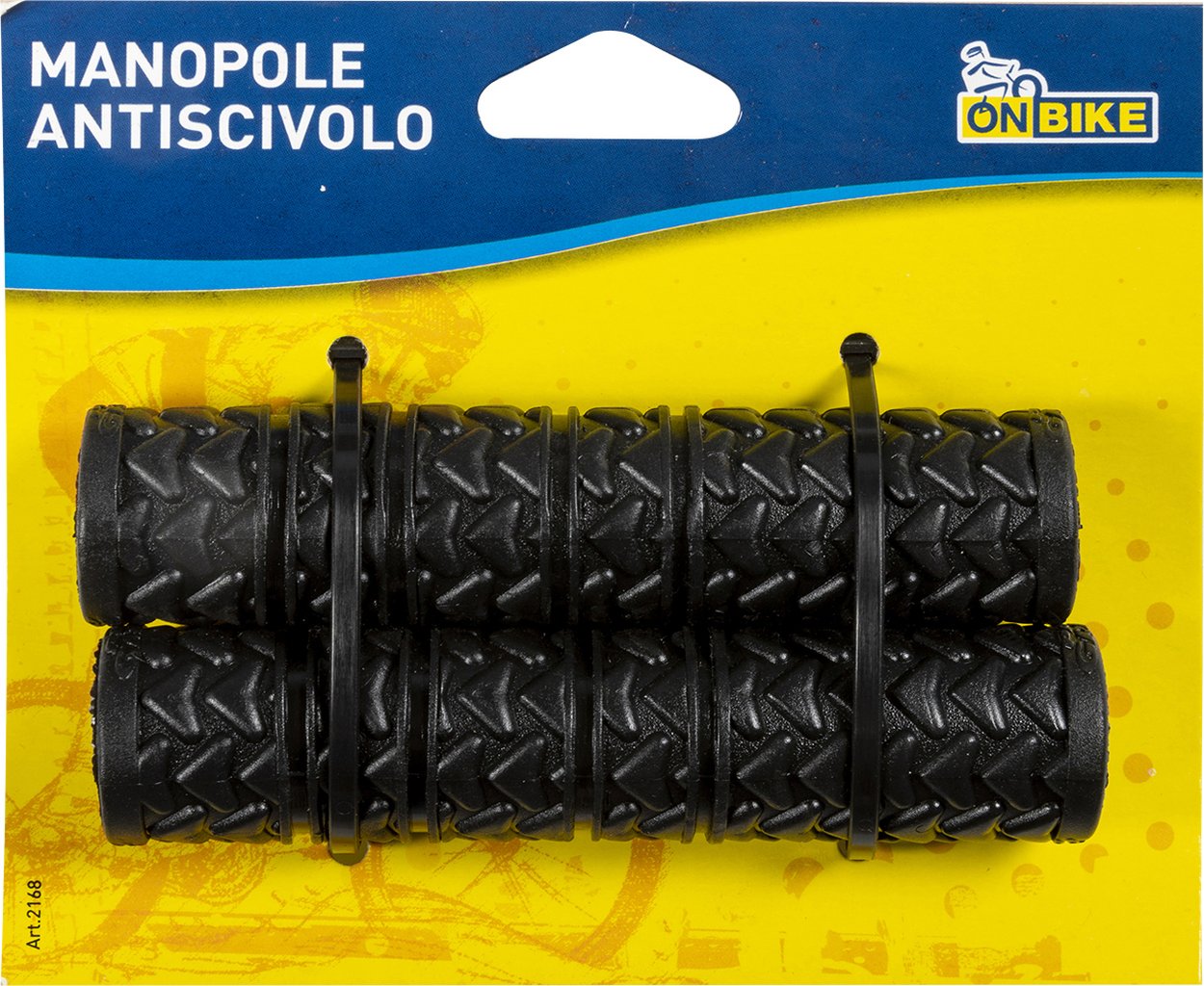 ON BIKE Coppia manopole in gomma antiscivolo universali per bici prestampate