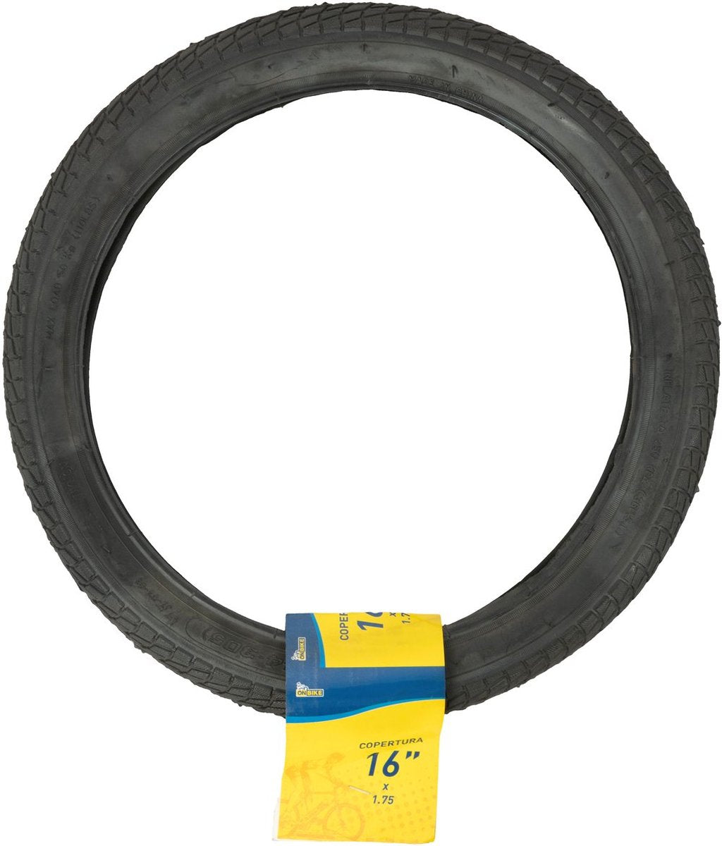 ON BIKE Copertura nera ruota bici bambino copertone 16 pollici x 1,75