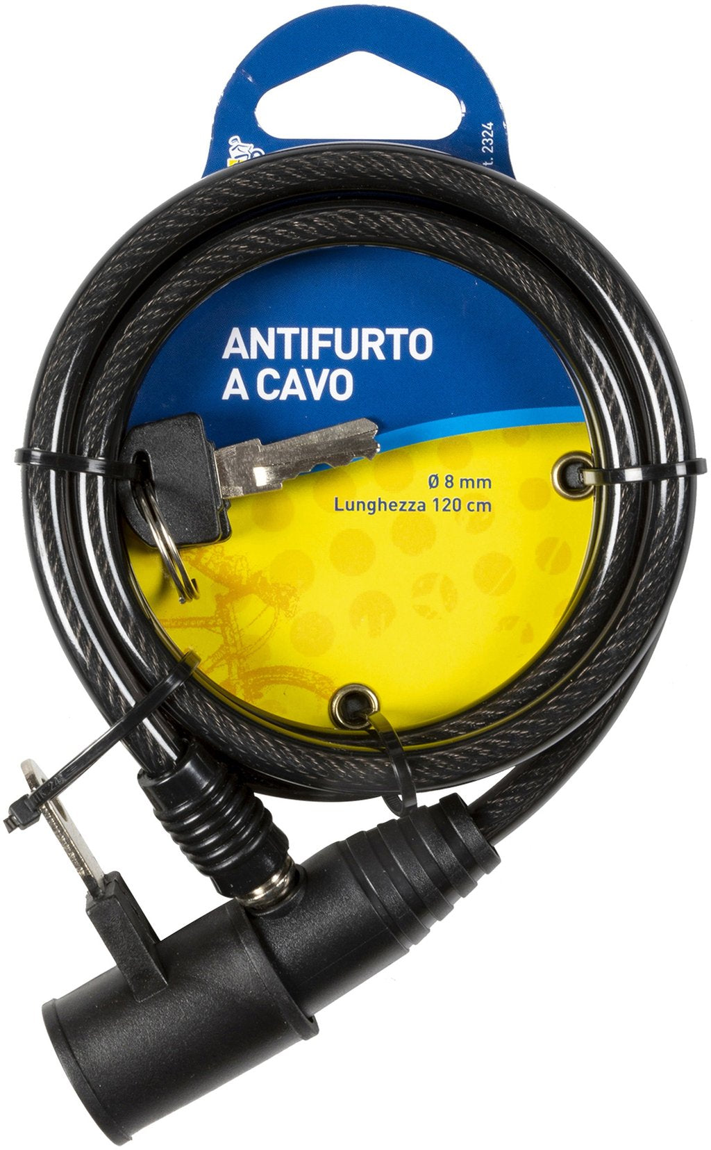 ON BIKE Antifurto Bici a Spirale 8 x 120 cm con Supporto Sottosella