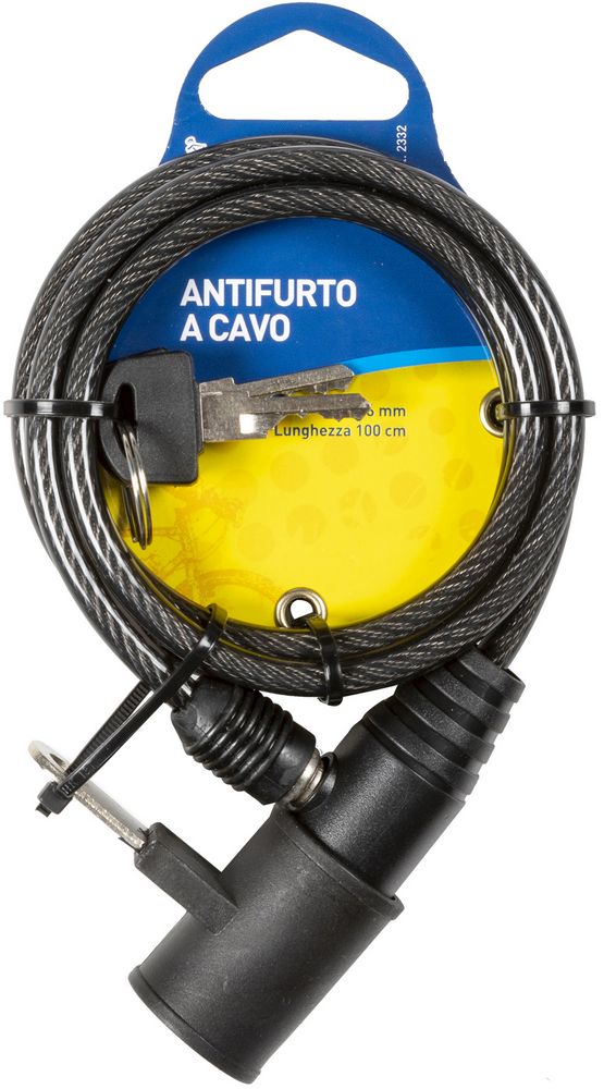 Antifurto cavo a spirale per bici 0,6x100cm aggancio sottosella