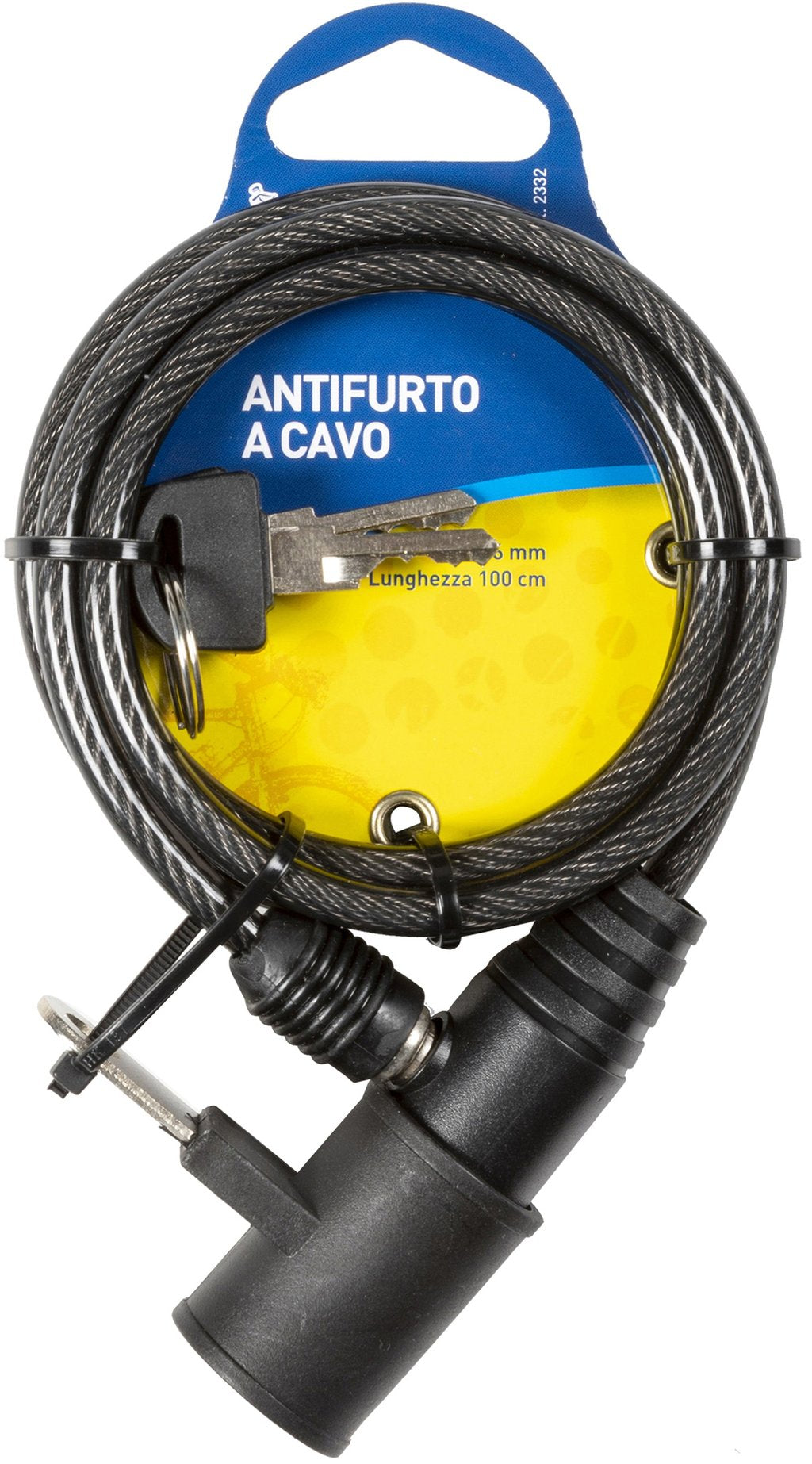 ON BIKE Antifurto Bici a Cavo Spirale 6x1000 mm con Supporto Sottosella