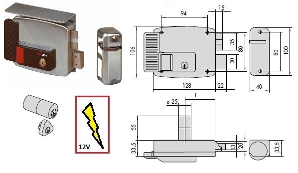 CISA SERRATURA 11771-60 DX ELETT. APPL.X FERRO