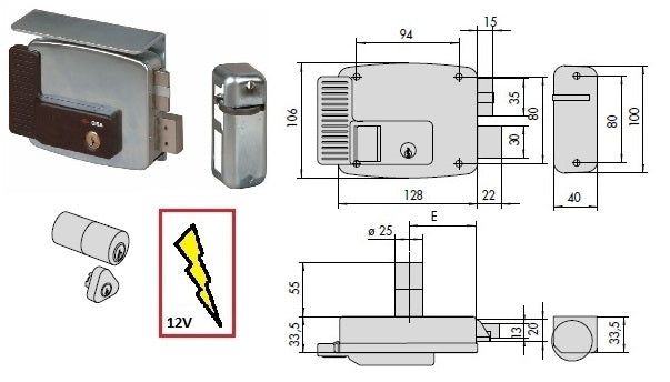 CISA SERRATURA 11761-70 DX ELETT. APPL.X FERRO