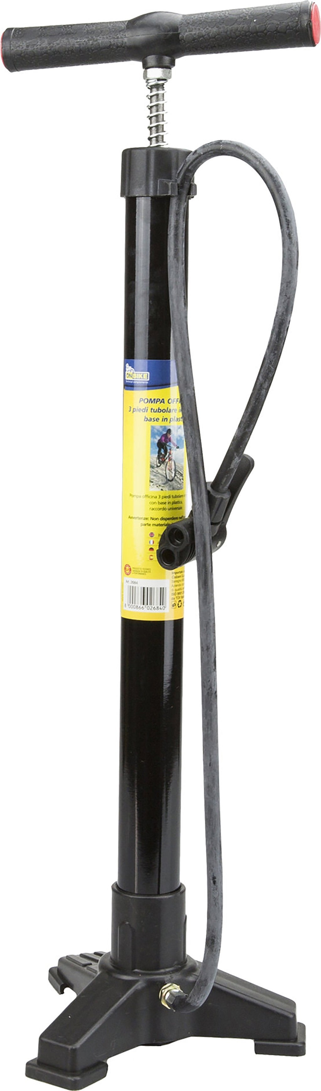 ON BIKE Pompa Officina Bici in Metallo Nera con Impugnatura Ergonomica a T Auto